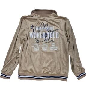 NWT True Religion Velour Tour Track Jacket Gold w/ Knit Trim Mens Sz M $139